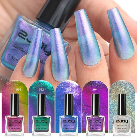 CNKOO Holographic Color Changing Nail Polish 10ml Long Lasting No Bake Quick Dry Professional Manicure Polish Multi Angle Shifting Shimmer Effect Non Fading Chip Resistant Easy Applicatio