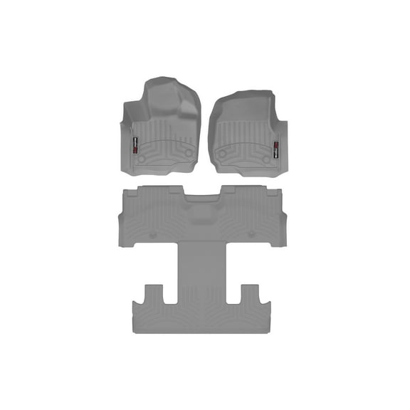 WeatherTech Custom Fit FloorLiners compatible with 2021-2024 Ford Expedition Max - Complete Set (1st Row, 1-Piece 2nd/3rd Row), Grey