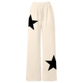 thumbnail image 3 of Sonxahe Toddler Girl's Star Print Sweatpants Y2K Drawstring Wide Leg Streetwear Casual Bottoms,Beige, 3 of 4
