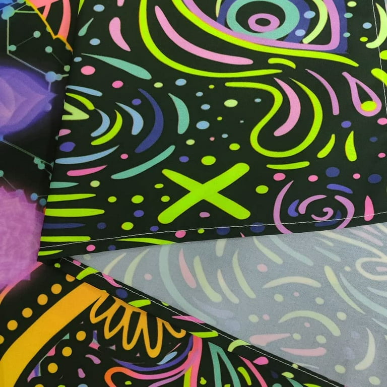 Blacklight Seven Chakra UV Reactive Tapestry, Bohemian Mandala