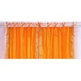 thumbnail image 4 of Lined Tie Top Sari Curtains 43" W X 24" L matching tiebacks- Handcrafted Pumpkin Indian Drapes with Lining, Offering Privacy and Insulation for Living Room/Bedroom/Dining Room, Sold in Pairs, 4 of 6