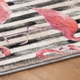 thumbnail image 5 of Addison Rugs Dream Shag Premium Machine Washable Transitional Stripes & Flamingos Pink Rectangle Rug, 3' x 5', 5 of 8