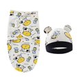 thumbnail image 1 of Taian New Newborn Cartoon Print Swaddling Saco de dormir para bebé Cubierta de sección delgada, gorro, guantes, cubre pies, juego de cuatro piezas - Vaca azul marino - (51cm * 72c ShuxiuWang 8390606347794, 1 of 1