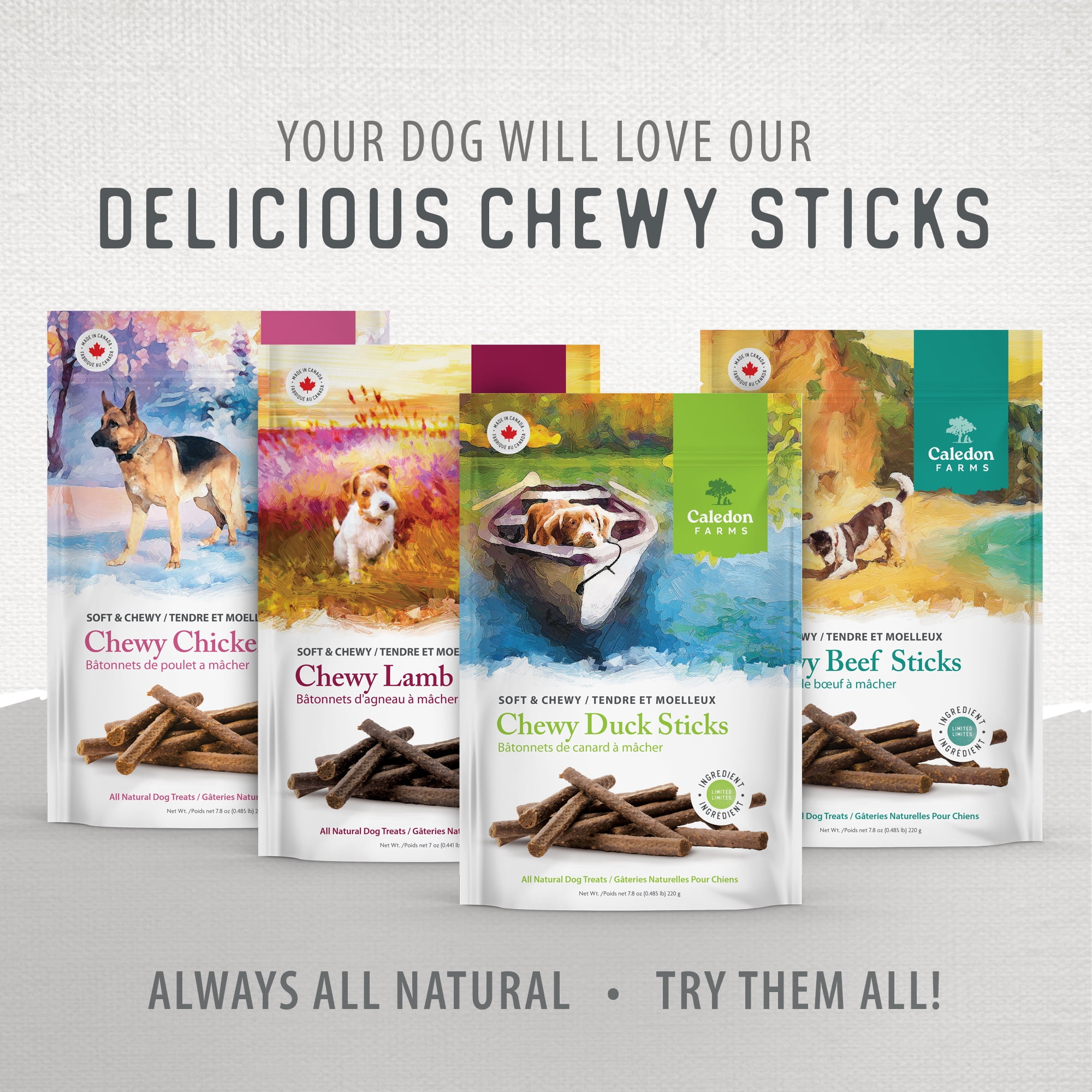 Caledon Farms all Natural Chewy Duck Sticks Value 680g