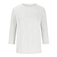 thumbnail image 7 of Otntypg Womens 3/4 Length Sleeve Tops Trendy Crew Neck Textured T Shirts Solid Basic Blouses Dressy Casual Loose Fit Tunic Tee Shirt White L, 7 of 7