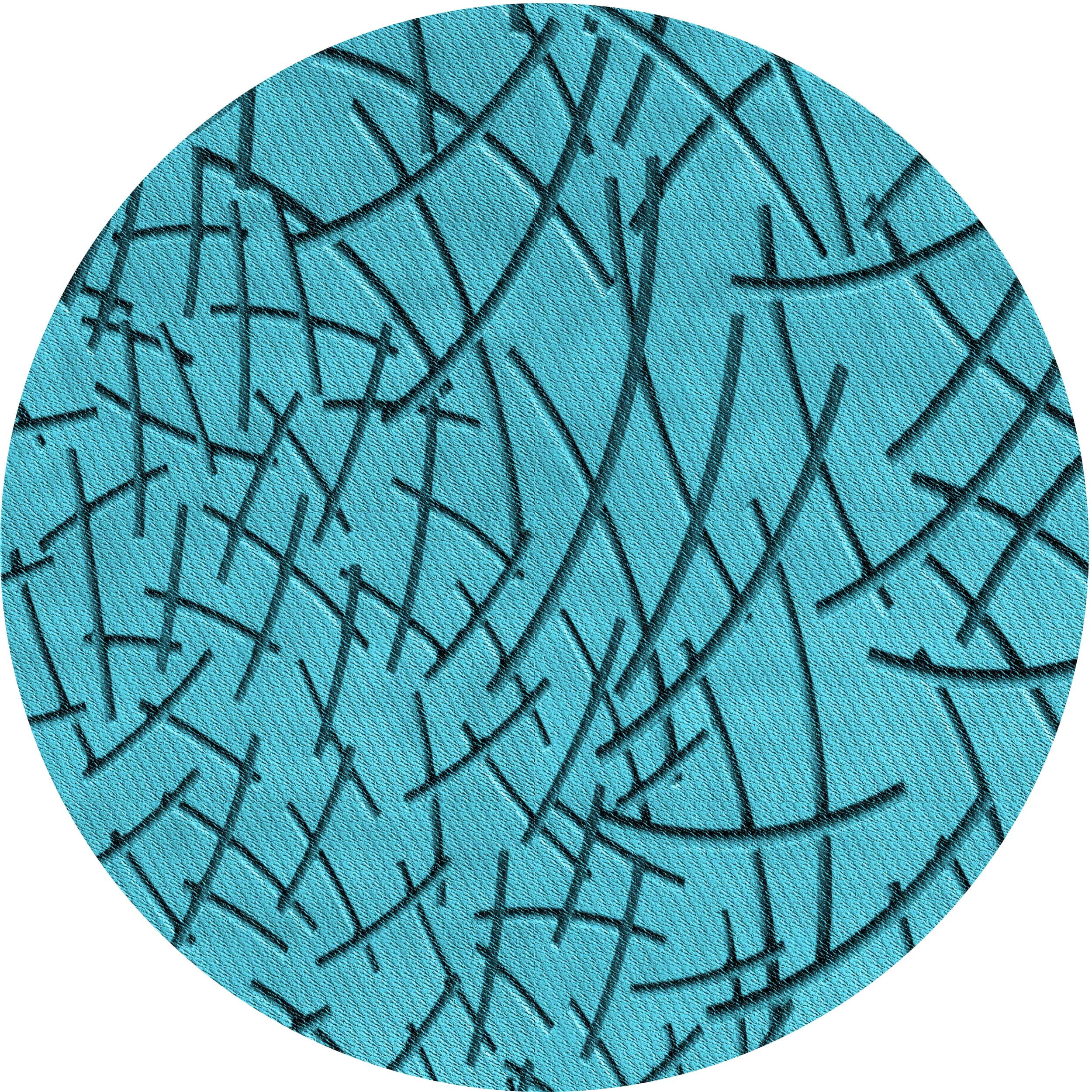 Ahgly Company Indoor Round Patterned Dark Cyan Green Area Rugs, 6 ...