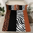 thumbnail image 2 of Manfei Cheetah Print Twin Sheet Sets,Jungle Animal Twin Fitted Sheet,White Black Zebra Pattern Flat Sheet For Teens,Super Cozy Room Decor,3pcs, 2 of 7