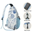 thumbnail image 2 of Nautical Starfish and Crustacean Print Lightweight Hiking Sling Backpack with Layered Storage Fashionable Design for Outdoor Enthusiasts and Travel Use, 2 of 2
