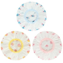 Waterproof Shower Caps, 3 Pcs Plastic Reusable Shower Caps Elastic Band Bath Caps for Women