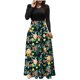 thumbnail image 1 of Vestido largo de manga larga con cuello redondo y estampado floral para mujer Pompotops  hdfakjf4066, 1 of 1