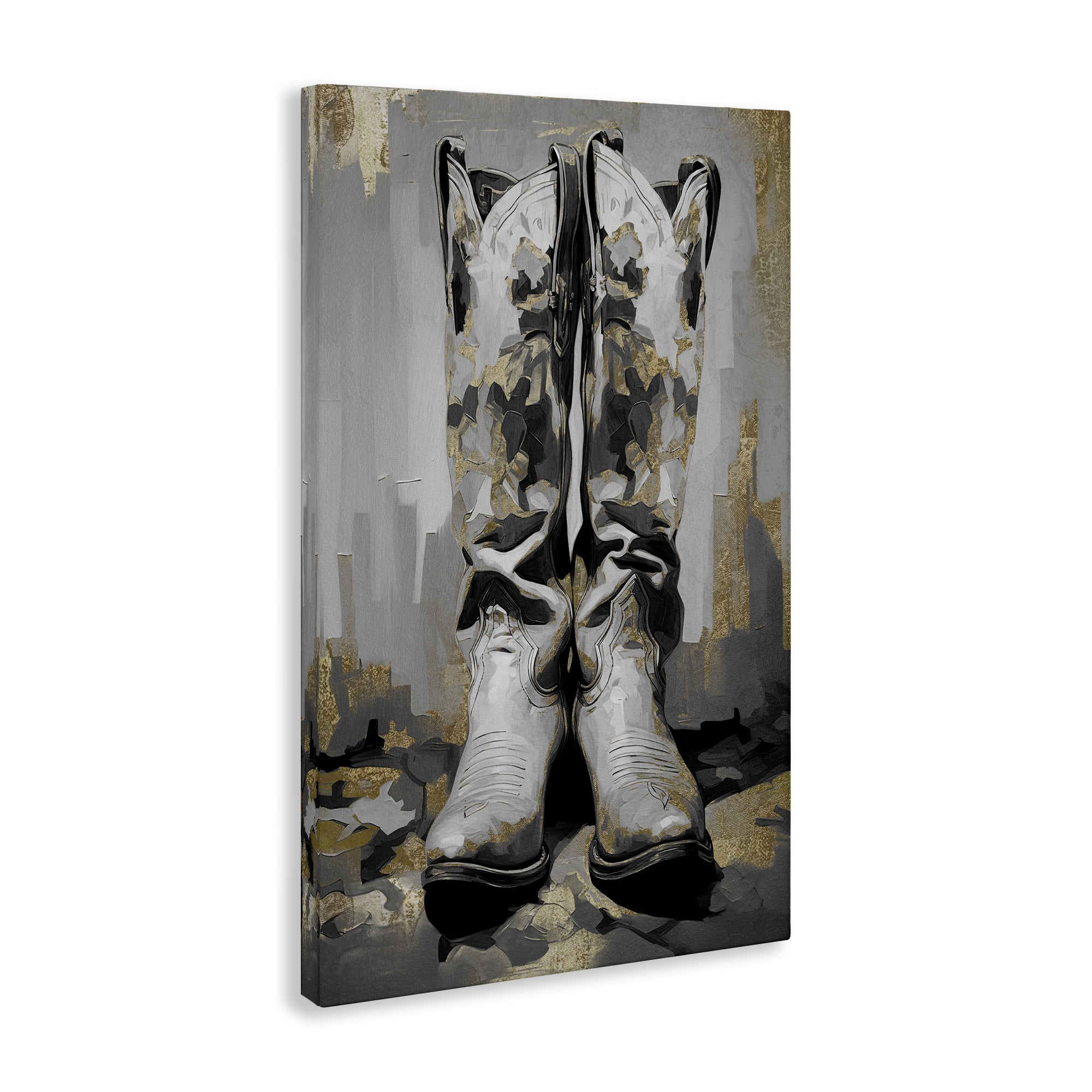 Stupell Industries Glam Streaked Boots Beauty & Fashion Painting Gallery Wrapped Canvas Art Print Wall Art, 24 x 36