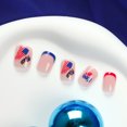 thumbnail image 6 of Short Square Press on Nails Glitter French Tip False Glue on Nail American Flag Designs for Independence Day False Nails Women 24pcs, 6 of 7