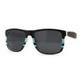 thumbnail image 2 of Wood Grain Pattern Arm Horn Rim Classic Skater Shade Sunglasses Teal Blue Black, 2 of 4