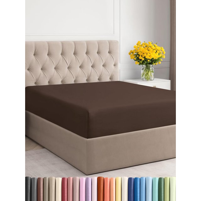 Czcpp-Très Grand Taille Drap-Housse - Drap-Housse de Luxe Hôtel Simple - s'Adapte à un Matelas jusqu'à 16 - Extra Doux, Sans Plis, Respirant et Rafraîchissant - Drap-Housse Bas - Drap-Housse Marron Simple