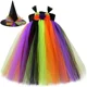 thumbnail image 3 of Vestido de tutú de bruja de Halloween para niñas, disfraz para fiesta de carnaval, ropa de cosplay, vestido de baile elegante de tul arcoíris para niños, 3 of 5