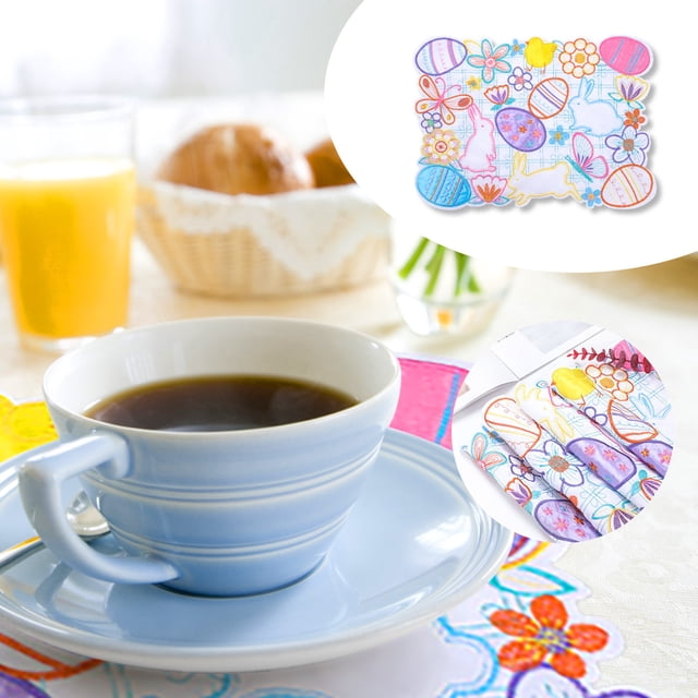 LSLJS Table Nappe Lapin de Pâques Ufs Napperon Décoration de Chambre Nappe Brodée Napperon, Chemin de Pâques