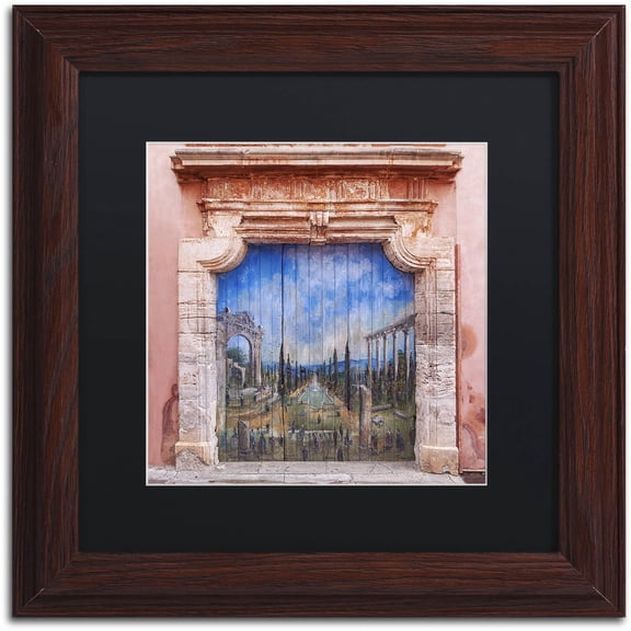 Trademark Fine Art 'Old Painted Door' Canvas Art by Michael Blanchette Photography, Black Matte, Wood Frame