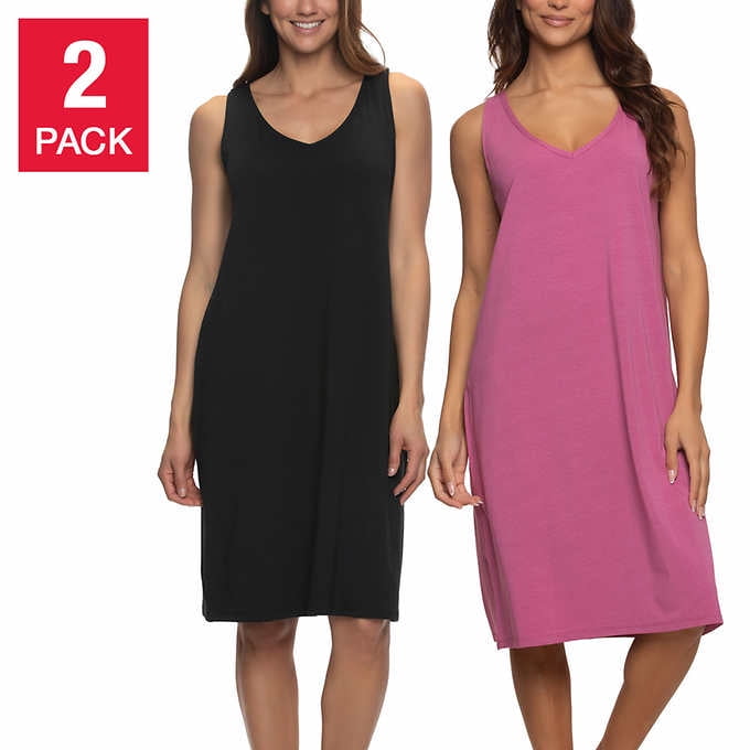 Felina Womens Cotton Modal Sleep Dress, 2Pack