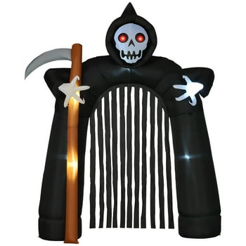 HOMCOM 112.25" Halloween Grim Reaper Arch Inflatable Decor