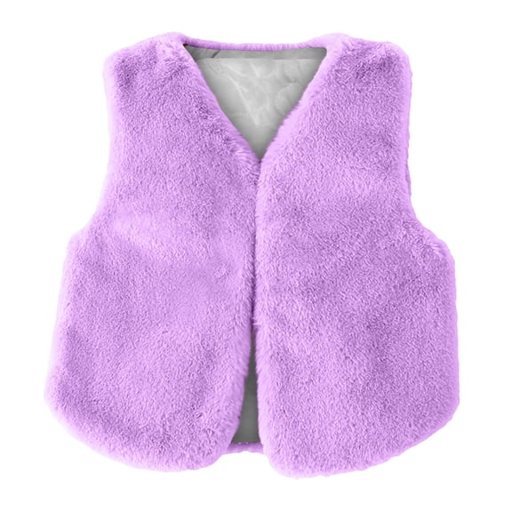 Faux Fur Vest Girls Fall Fashion 2026 Sleeveless Fuzzy Jacket Toddler Warm Coat Winter Clothing Furry Outerwear Vest Jacket