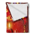 thumbnail image 2 of 36th Birthday Soft Flannel Fleece Throw Blanket, Celebration Party with Cake Candles and Presents Happy Birthday Print, Cozy Plush for Indoor and Outdoor Use, 70" x 90", Burgundy Red, by Ambesonne, 2 of 5