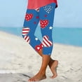 thumbnail image 6 of lcziwo Ladies High Waisted Yoga Leggings Independence Day Patriotic Flag Printed Capri Pants 4th of July Outfits Blue L, 6 of 6