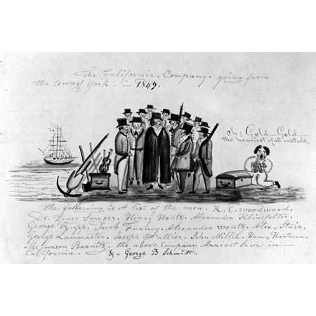 California Gold Rush NThe California Company Going From The Town Of York (Pennsylvania) In 1849 Contemporary Drawing By