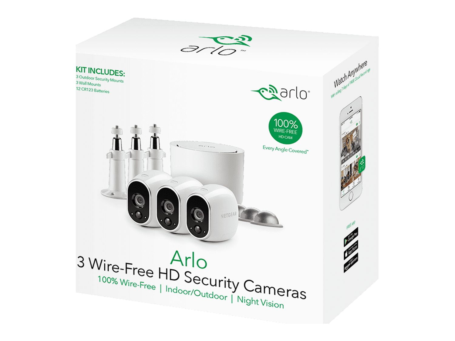 Arlo 720P HD Security Camera System VMS3430 - 4 Wire-Free Battery Cameras  with Indoor/Outdoor, Night Vision, Motion Detection 