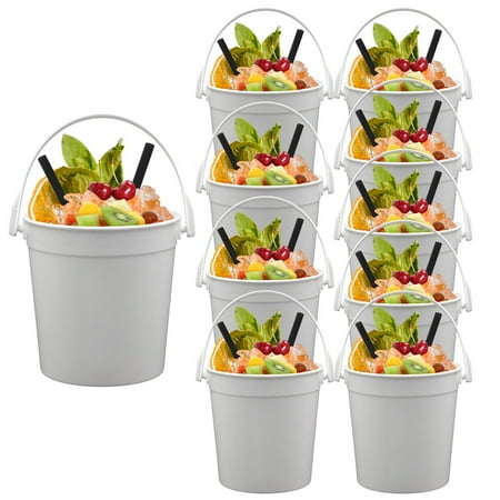 

Plastic Cocktail Buckets for Drinks Anything But A Cup Party Ideas 32oz Reusable Punch Bowls 10PACK 1 Liter Ice Bucket Smoothie Bucket