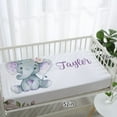 thumbnail image 6 of Custom Baby Bedding Set,5 Pcs Personalized Name Baby sheets for Kid Toddler,Purple Repeating Baby Elephants with Large Elephant Image Nursery Bedding Set,a Perfect Gift(Fixed Size), 6 of 8