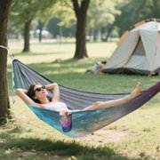 Wobogo Deep Outer Space Camping Hammocks 330 lb Capacity with Tree Straps and Hanging Pockets for Outside Hiking Beach Backpack Travel
