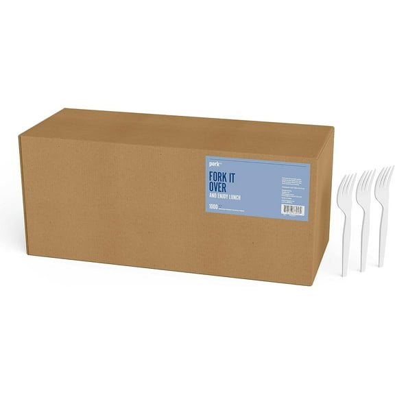 Staples DYJP Plastic Forks, Medium-Weight Disposable Silverware, Perfect For Breakfast, Snacks, Desserts, 1,000-Pack, White