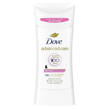 Dove Advanced Care Antiperspirant Deodorant Stick for Women No White Marks Clear Finish, 2.6 oz