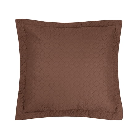 26 x 26 Regent Diamond Cocoa Brown Cotton Euro Sham - Machine Washable