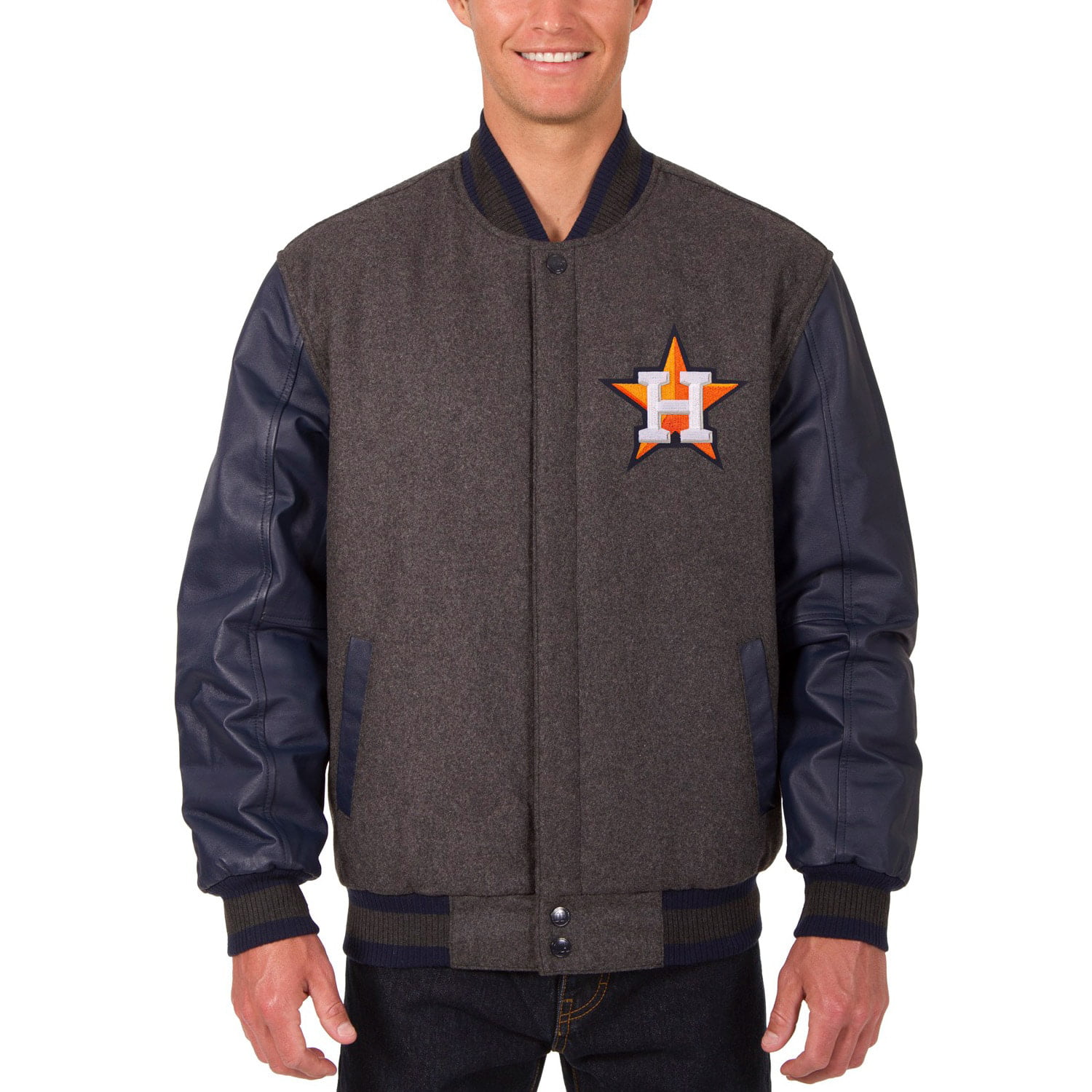 Men's JH Design Charcoal/Navy Houston Astros Wool Leather