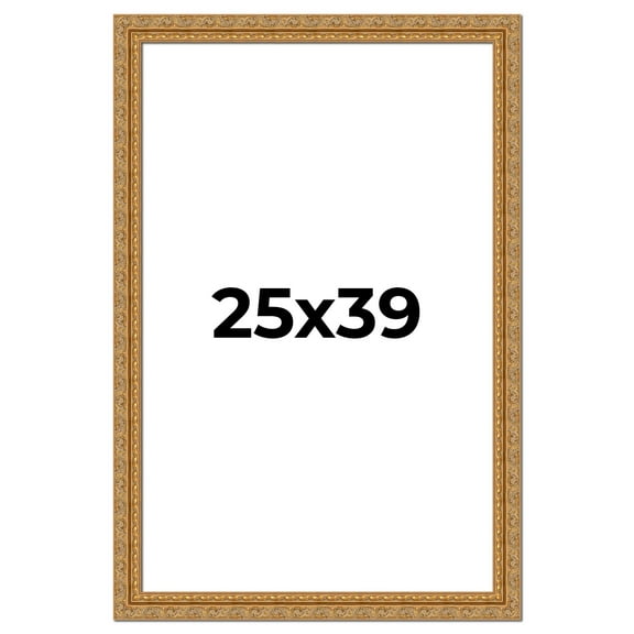 25x39 Frame Gold Ornate Solid Wood Picture Frame | 2 Inch Moulding Width | Firman Traditional Photo
