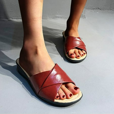 

HIBRO Summer Women s Fashion Wedges Open Toe Beach Shoes Roman Slippers Sandals