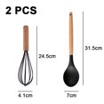 thumbnail image 2 of 2 utensilios de cocina de silicona con mango de madera, no tóxicos y antiadherentes, resistentes al calor y aptos para lavavajillas, 2 of 5