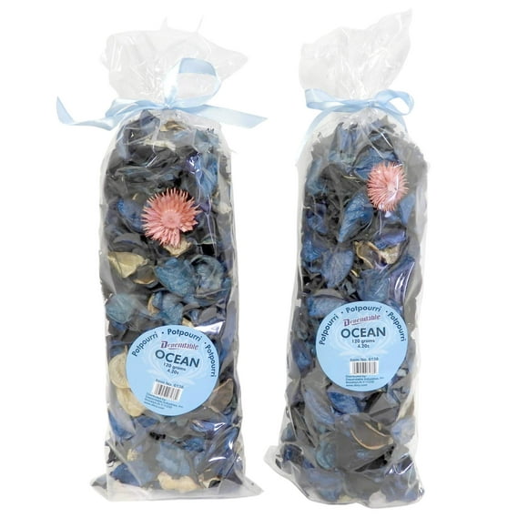 Fresh Scent Potpourri Petal Bowl and Vase Filler Home Decor 2 Large Bags 120 Grams Each (Ocean Scent)