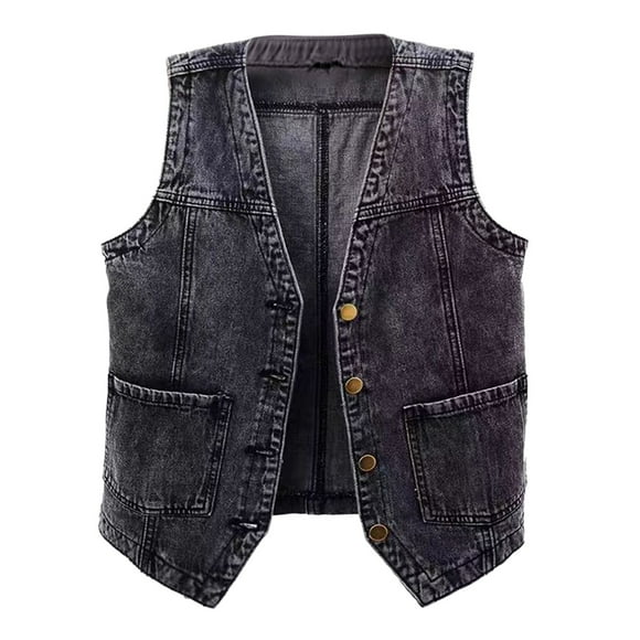 Womens Sleeveless Denim Vest V Neck Button Down Jean Jacket Oversize Denim Jacket Denim Coat Women Denim Dress Women Womens Jacket Fashion Thick Women Jacket Women Jean Jacket Cute Jackets Tailo Vest