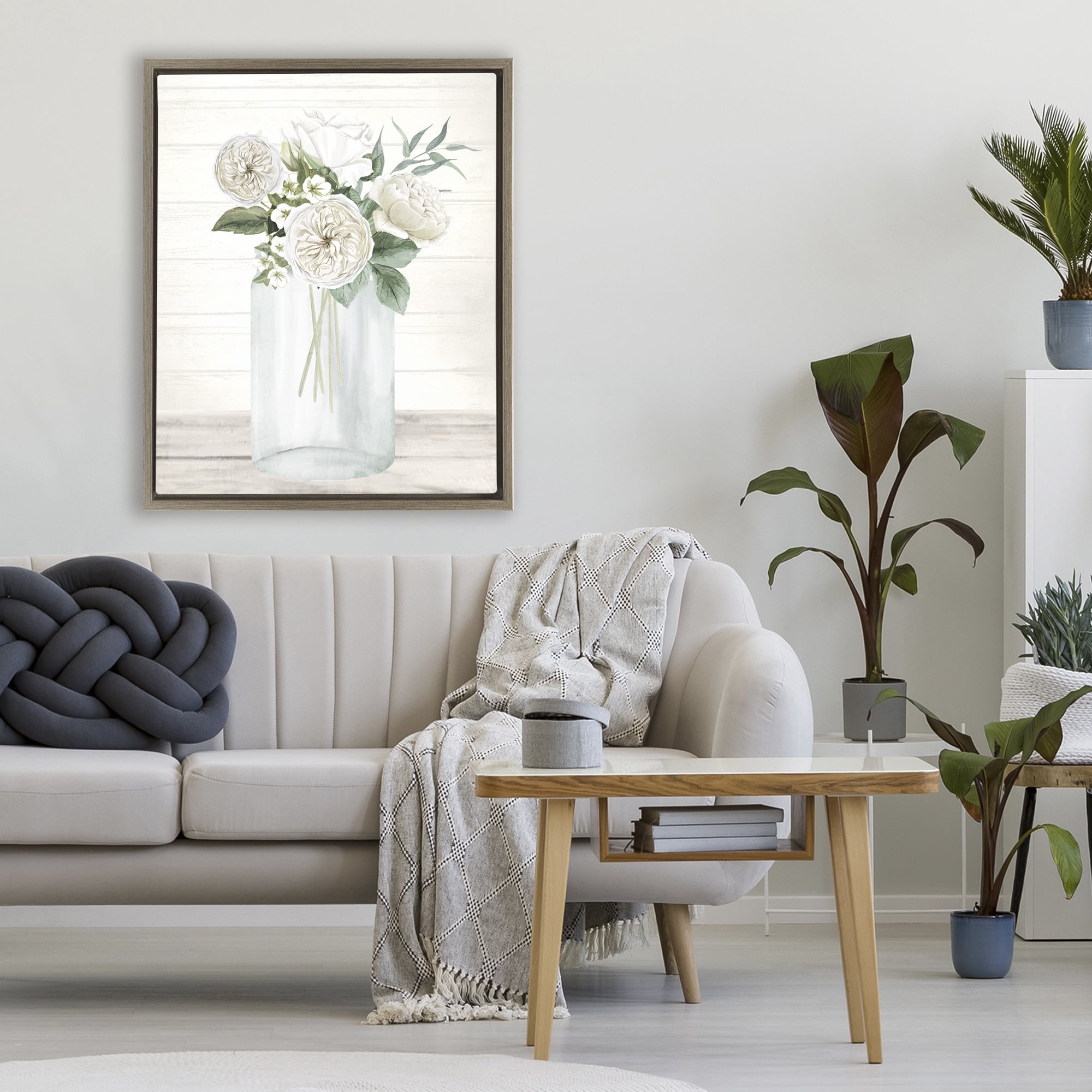 Stupell Industries Elegant Patience Bouquet Brown Framed Floater Canvas Wall Art, design by Kim Allen