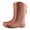 Brown, variant on Women's Solid Color Rain Boots Mid-Calf Platform Heel Shoes for Daily Wear Comfortable Slip Long Boots Comfortable Fashionable Durable Footwear