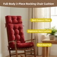 thumbnail image 6 of Millsilo 3-Piece High Back Rocking Chair Cushion Set, 52" Seat & Back Support with Detachable Neck Pillow, Non -Slip Bottom & Ties— Red, 6 of 8