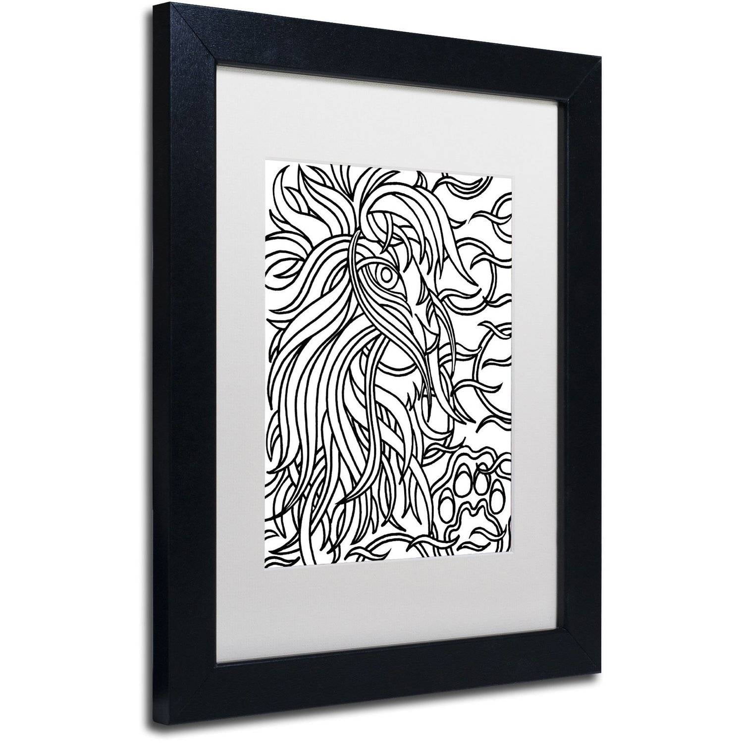 Trademark Fine Art "Lester the Lion" Canvas Art by Kathy G. Ahrens, White Matte, Black Frame