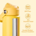 thumbnail image 6 of Daluvenix Kids Water Bottle with Straw Lid 12oz，Leakproof toddler Water Bottle for School, Insulated Stainless Steel Water Bottles for Kids BPA Free, Yellow, 6 of 9