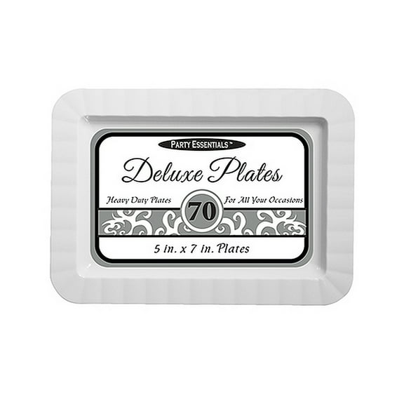 1 - Party Essentials 5" X 7" Deluxe Appetizer/Dessert Plates - White 70 Ct.