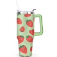 thumbnail image 2 of 40oz Cute Red Strawberry Stainless Steel Flip Straw Tumbler Spill Proof Travel Cup Double Wall Vacuum Insulated Coffee Mug with Top Handle, 2 of 6