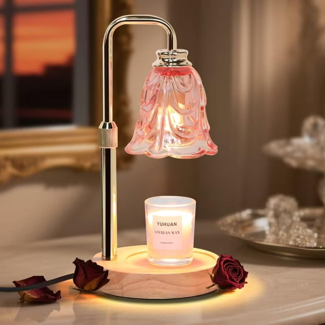 Lámpara calentadora de velas Droyek eléctrica regulable en altura con temporizador