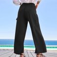thumbnail image 5 of Qetyuw Women's Wide Leg Pants High Waist Drawstring Palazzo Pants with Big Pockets Stretch Loose Lightweight Flowy Beach Sleep Trousers, 5 of 8