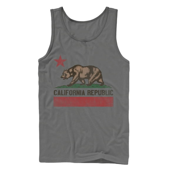 Men's Lost Gods California Flag Tank Top Charcoal Medium